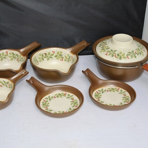 Norge -Noorwegen - Figgjo Flint Flameware - Decor Brazilië in Vulcanus kwaliteit. Steelpan - Jus Boot gegradueerde set - Oven Skillet Pan - Vintage
