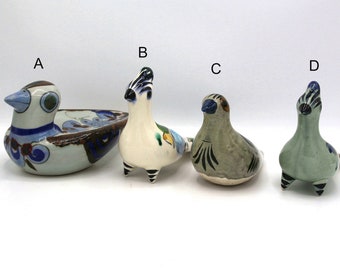 A selection of Vintage Tonala Hand Painted Birds - Ken Edwards - El Palomar - Duck - Lovebirds - Mexican