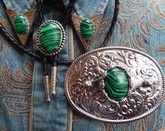 Handcrafted in The UK Green Malachite Semi Precious Stone Silver Oval Belt Buckle Western Wedding Groom Ladies Mens