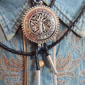 New Tree of Life Pagan Symbols Mythology Culture Folklore Viking Bolo Bootlace Tie Silver coloured Metal Ladies Men