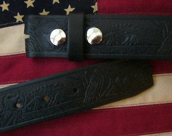 New Black Leather Belt Eagle Embossed Sizes 24" to 44" Waist 40mm Mens Ladies Western  Wedding