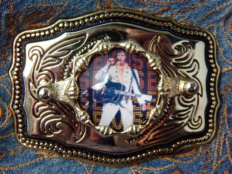 Handcrafted in the UK Elvis Presley Belt Buckle Gold / Black Etsy