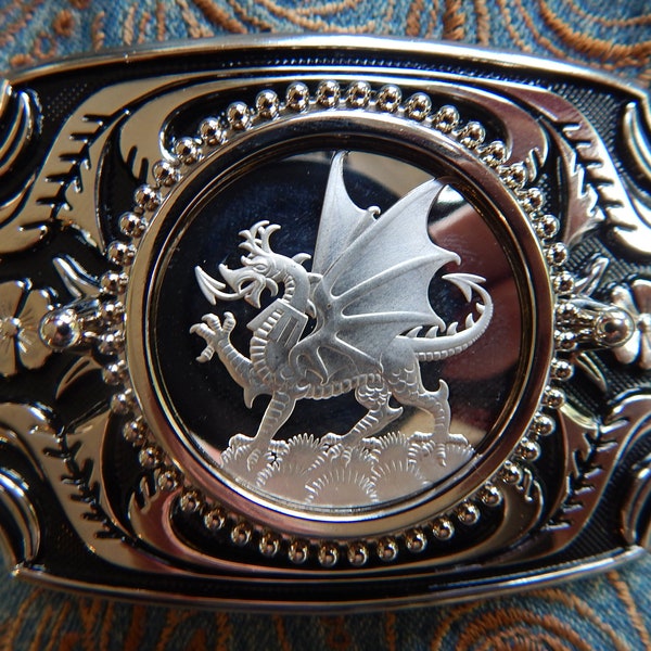 New Cymru Wales Draig Dragon Welsh Folklore Silver/Black Colour Metal Belt Buckle Mens Womens Wedding