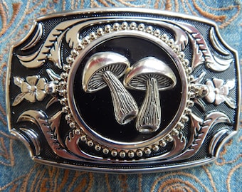 New Unique Mushroom Toadstool Fungi Silver/Black Coloured metal Belt Buckle Wedding Groom Boho