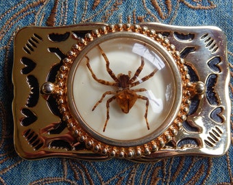 New Ghost Spider Belt Buckle Gold Coloured Metal  Ladies Men Western Goth