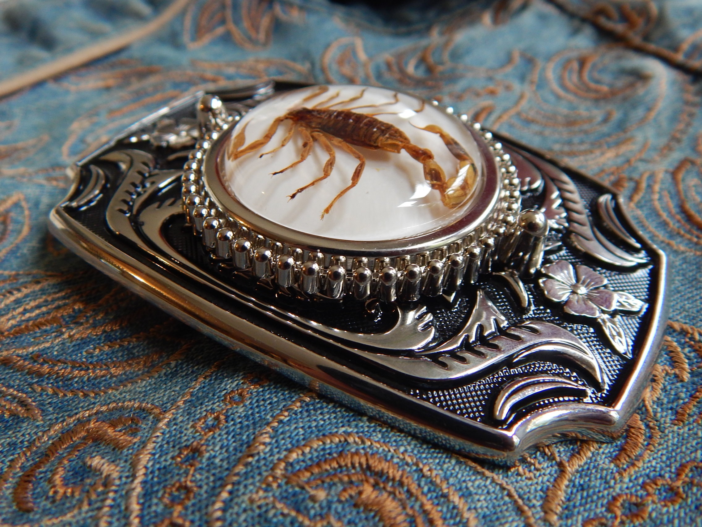 Scorpion Belt Buckle: Silver & Black Western Goth Style - Etsy