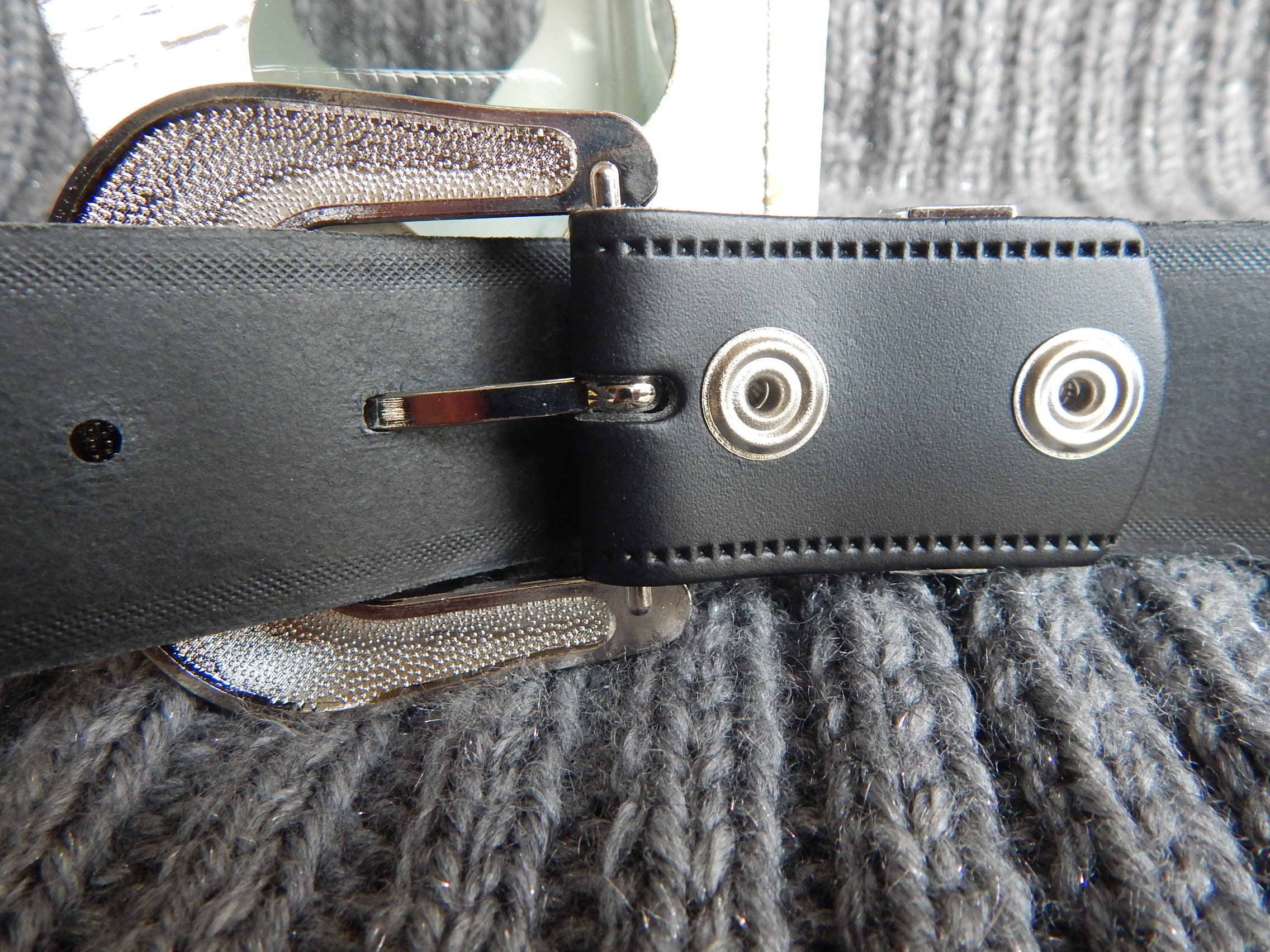New Black Leather Western Belt With Bright Silver Metal 3 New Black Leather Western Belt With Bright Silver Metal 3