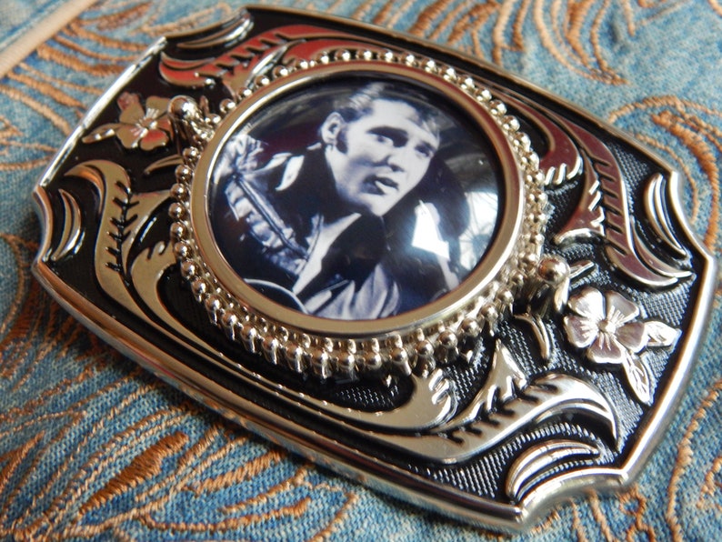 Handcrafted Large Elvis Presley Belt Buckle Silver / Black | Etsy