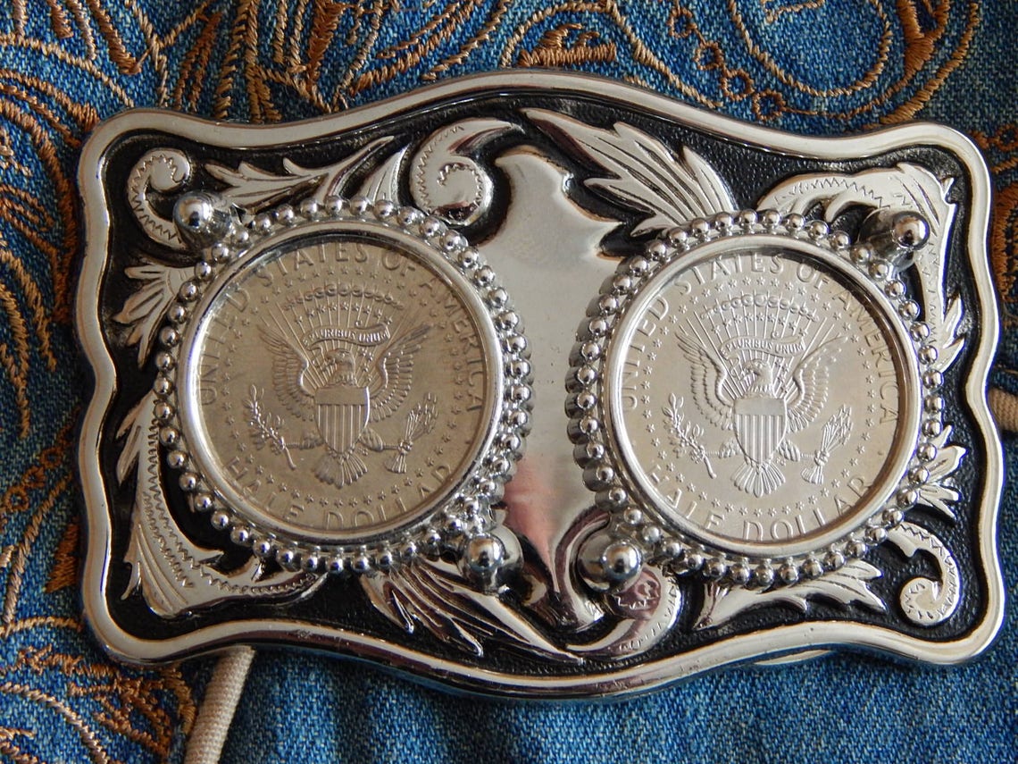 Handcrafted American USA Half Dollar Coins Belt Buckle Silver Etsy