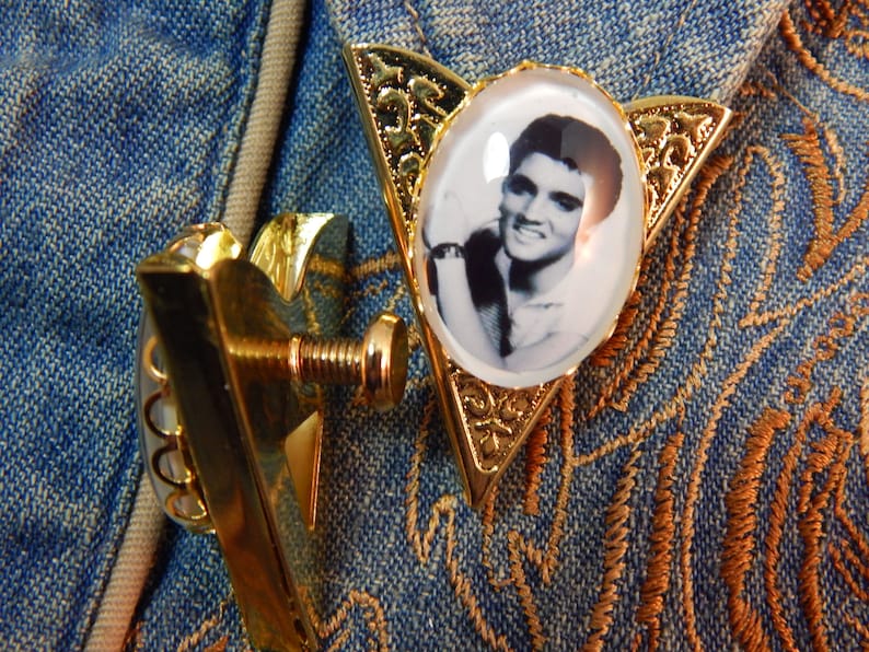 Handcrafted in the UK Elvis Presley Bolo Bootlace Tie and Collar Tips Set Gold Coloured Metal Wedding Groom Ladies Mens