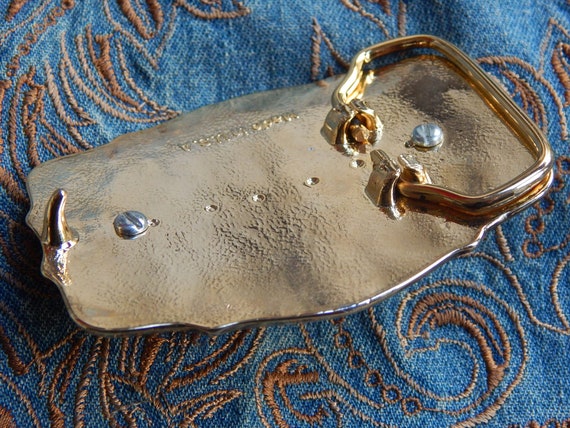 New Beautiful Rose Pink Quartz Crystal Belt Buckle Gold  display picture 1