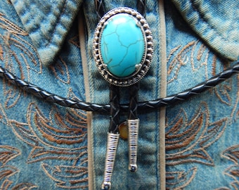 New Exclusive Turquoise colour Bolo Bootlace Tie Silver Coloured Metal Wedding Groom Groomsmen Ladies Men