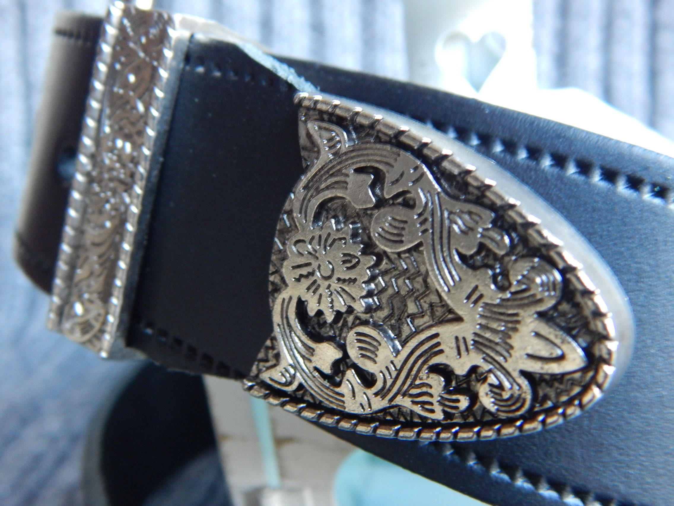 It’s Me Black Leather and Silver Western Belt Size medium SUOSDEY Western Belts for Women Black Fashion Skinny Leather  main image 3
