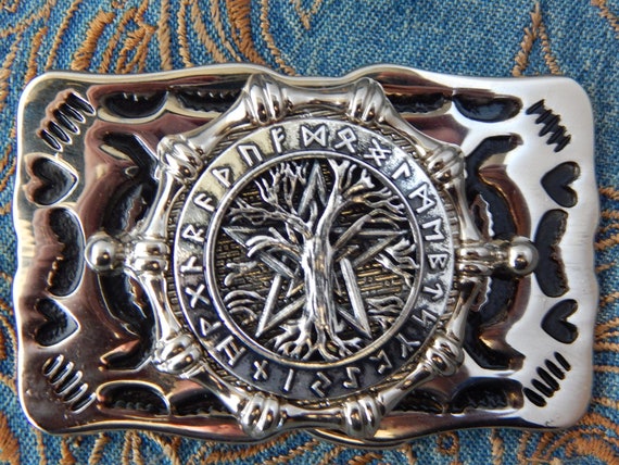 Mens Cowboy Germanic Celtic Pattern Oval Bronze Belt Buckle
