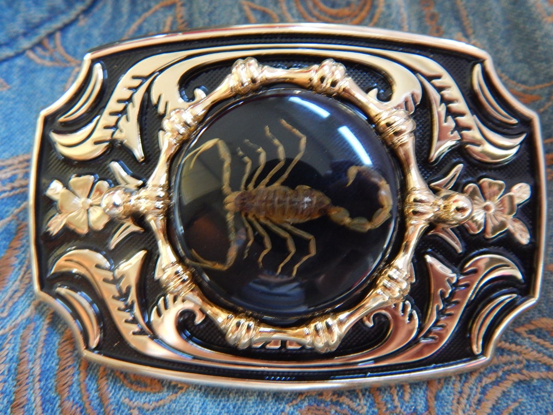 New Exclusive Scorpion Gold/black Belt Buckle Goth Western Men