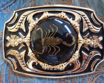 New Exclusive Scorpion Gold/Black  Belt Buckle Goth Western  Men Ladies