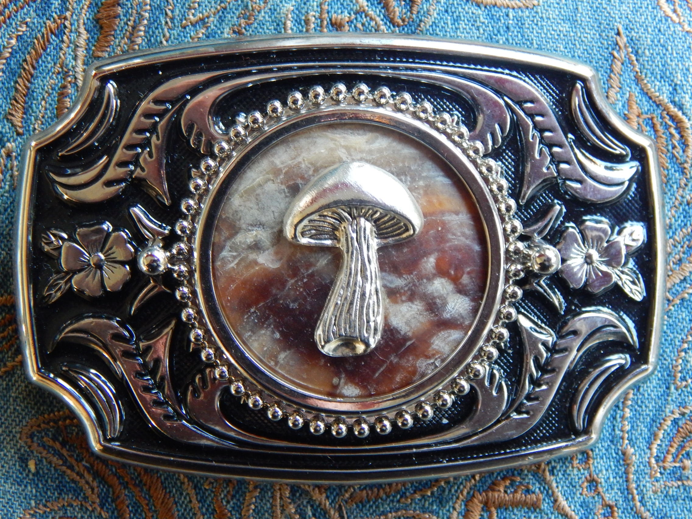 AMERICANMAGIC New Exclusive Red Abalone Silver / Black Belt Buckle Goth Western Ladies Men Wedding Groom