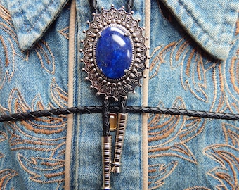 Blue Lapis Lazuli Bolo Tie: Silver Colour Metal  Wedding Offer