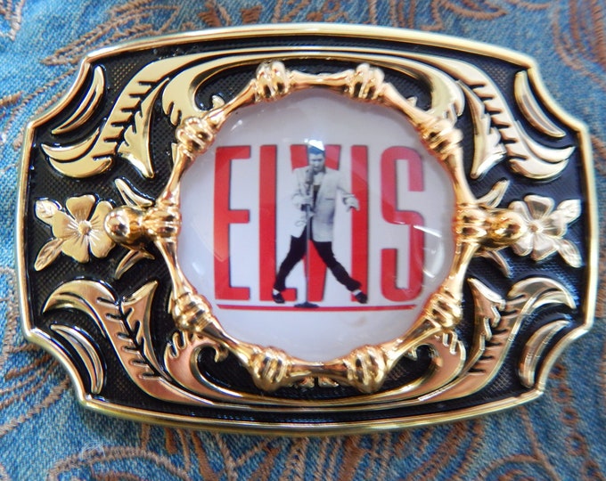 New Elvis Presley Gold / Black Coloured Metal Belt Buckle USA - Etsy