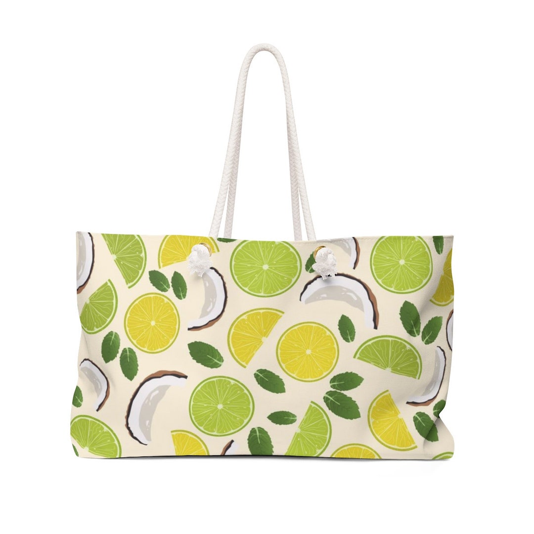 Lime Lemon Coconut and Mint Pattern Weekender Bag Colorful - Etsy