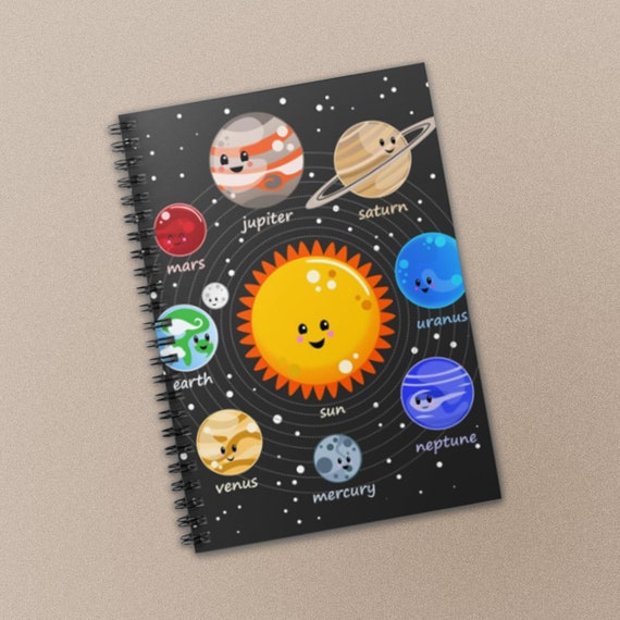 Kawaii Solar System Spiral Notebook Ruled Line Cute Planets Kids Stationery School Science Project Educational Art