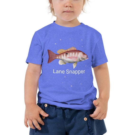 Lane Snapper Illustration 2-5t Toddler T-Shirt Fish Art Ocean World Montessori Learn Through Play for Children Fun Realistic Marine Drawing