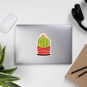 Cactus pegatinas Bubble-free kiss cut green cactus red pot lindo arte elegante