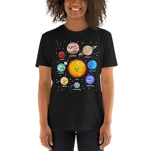 Kawaii Solar System Short-Sleeve Unisex T-Shirt cute planets educational birthday kids gift sun earth moon venus mars space stars