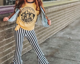 Girl Striped Bell Bottoms, Lightweight Bell Bottoms, Girls Striped Flares, Bell Bottoms -Sizes 3/4T, 4/5, 6/6x, 7/8, 10/12, 14 Ready to Ship