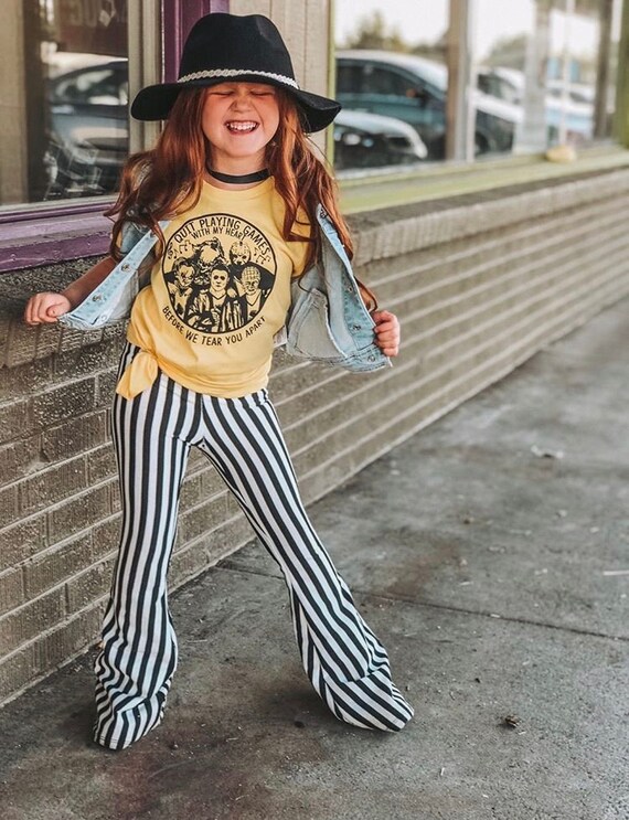 Girl Striped Bell Bottoms, Lightweight Bell Bottoms, Girls Striped Flares,  Bell Bottoms sizes 3/4T, 4/5, 6/6x, 7/8, 10/12, 14 Ready to Ship -   Israel