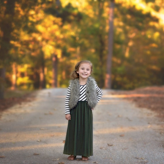 girls green maxi dress