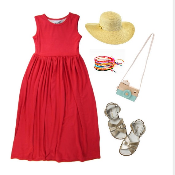 girls red maxi dress