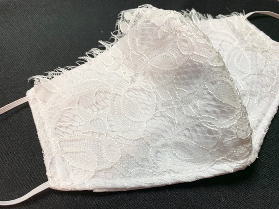 Bridal Face Mask Special Occasion Face Mask Scalloped Lace | Etsy