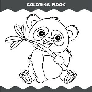 Página para colorear con panda de dibujos animados