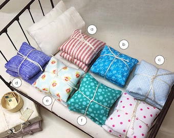 1 1/2 Inch Shabby Chic Cotton Miniature Dollhouse Throw Pillow Set - 1 1/2 Square - Pick A Color
