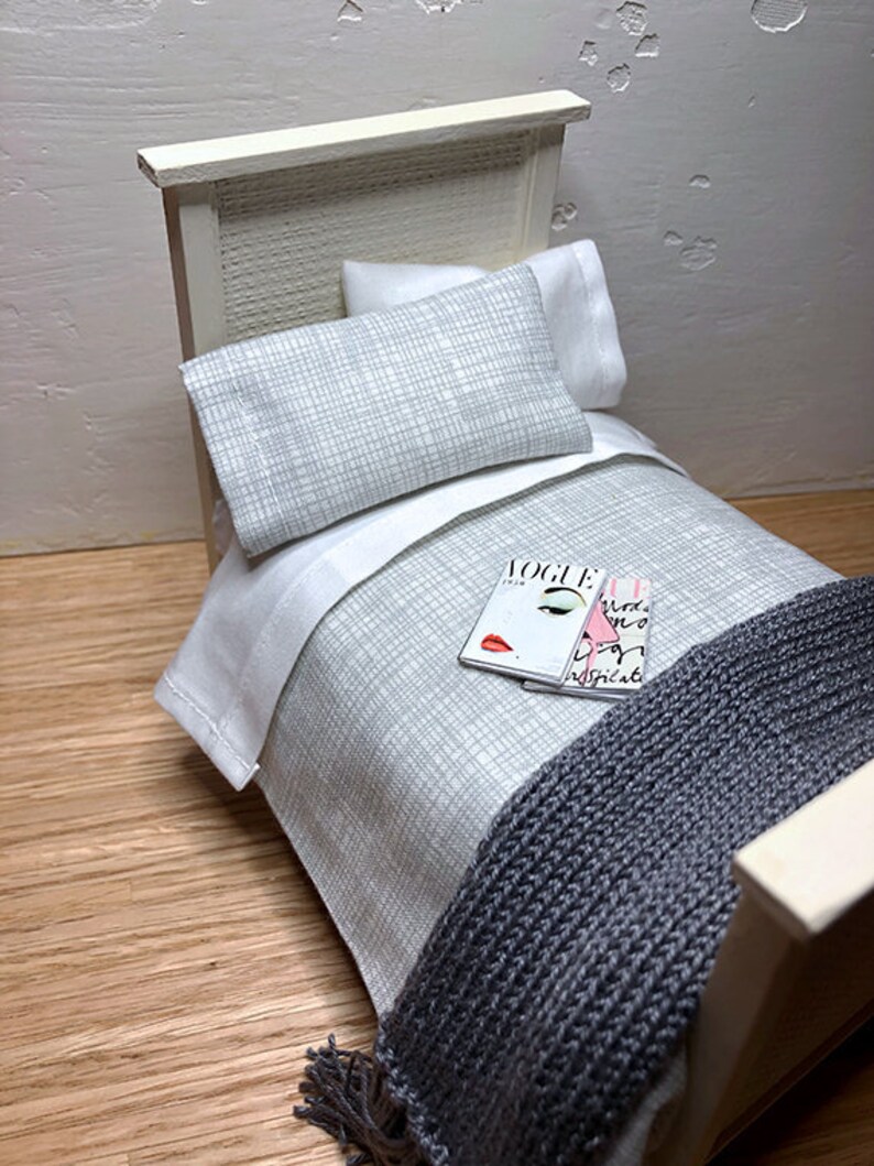 Twin Size Miniature Dollhouse Duvet Bedding Set Modern Grey Etsy