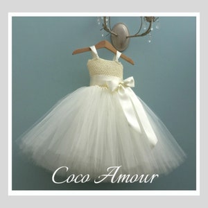 Flower Girl Tutu Dress in Ivory with Ivory tulle.