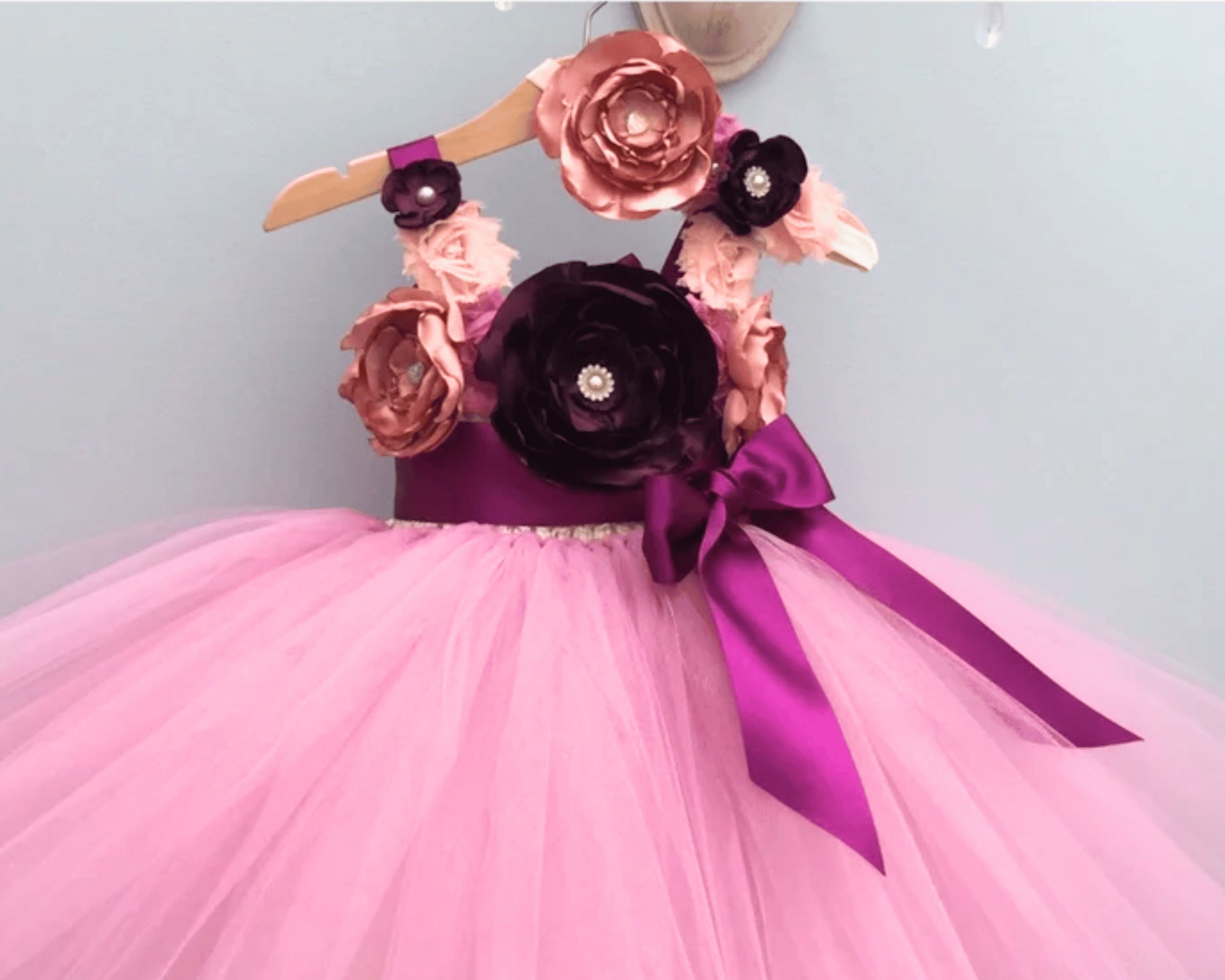 Vintage Rose Flower Girl Tutu Dress - Tulle Tutu - Wedding