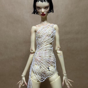OOAK couture flower petal lace dress for Popovy dolls