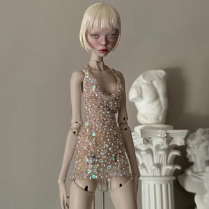 OOAK couture beaded cowl neck dress for Popovy dolls