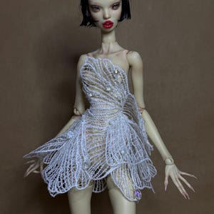 OOAK couture flower petal lace dress for Popovy dolls