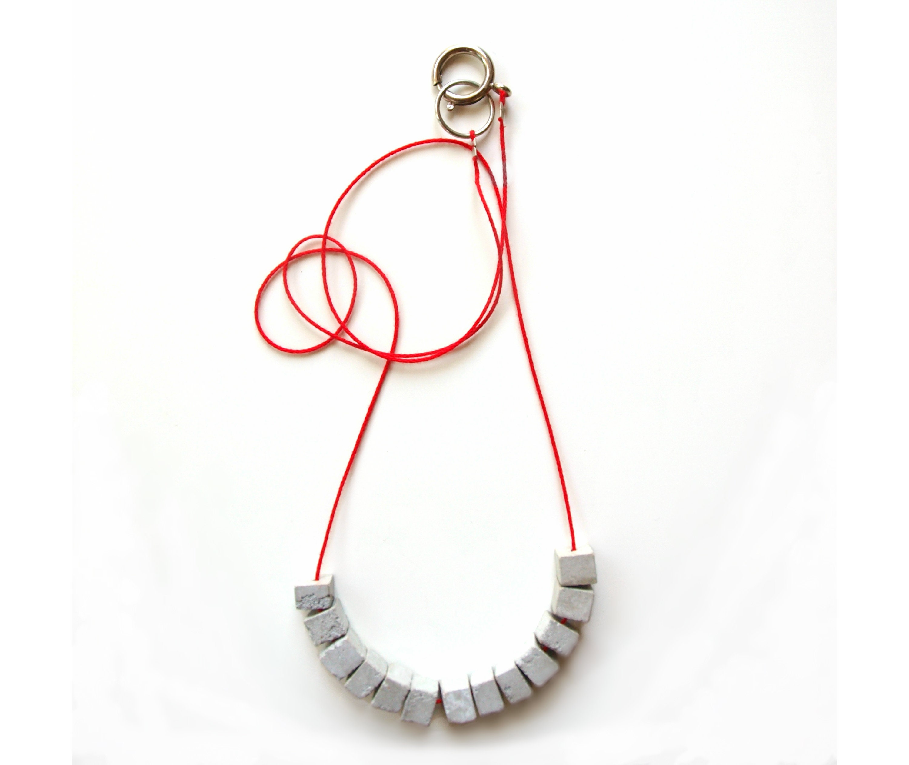 Twisted Rectangle Style Minimalist Concrete Pendant Urban Jewelry Unisex Jewelry
