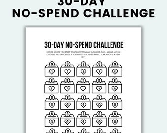 30 Day No Spend Challenge Printable No Spend Tracker 30 Day Savings Tracker Save Money Challenge Tracker Money Challenge Savings Goal