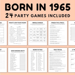 60th Birthday Games Printable Born In 1965 Games Born In 1965 Birthday Games 60th Birthday Game Bundle 60th Birthday Party Games 1965 Trivia