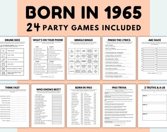 60th Birthday Games Printable Born In 1965 Games Born In 1965 Birthday Games 60th Birthday Game Bundle 60th Birthday Party Games 1965 Trivia