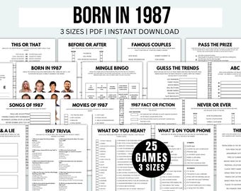 40th Birthday Games Printable Born In 1987 Games Born In 1987 Birthday Games 40th Birthday Game Bundle 40th Birthday Party Games 1987 Trivia