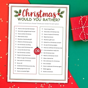 Would You Rather Christmas Game Would You Rather Christmas Party Games Printable Party Games For Christmas Holiday Games This Or That