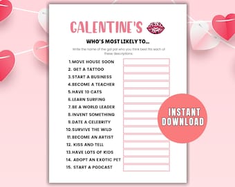 Galentines Most Likely To Game Printable Galentines Game Galentine's Day Party Game Galentines Party Ice Breaker Valentines Party Game