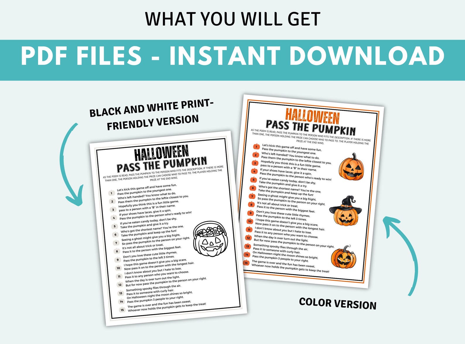 Pass the Pumpkin Game Printable Halloween Game Halloween Pass the Prize ...