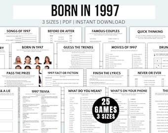 30th Birthday Games Printable Born In 1997 Games Born In 1997 Birthday Games 30th Birthday Game Bundle 30th Birthday Party Games 1997 Trivia